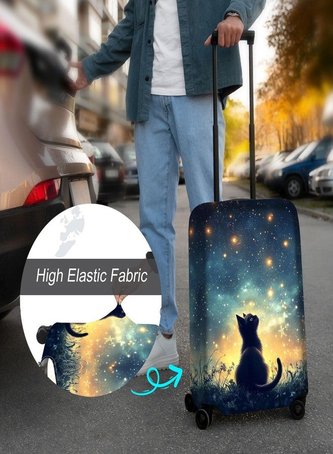 GYSYZJDH Luggage Cover Protector for 19-20 Inch Suitcases, TSA Approved Elastic Travel Suitcase Covers, Anti-Scratch Washable Luggage Sleeve for Carry On & Checked Bags, Black Cat Sky - Image 4